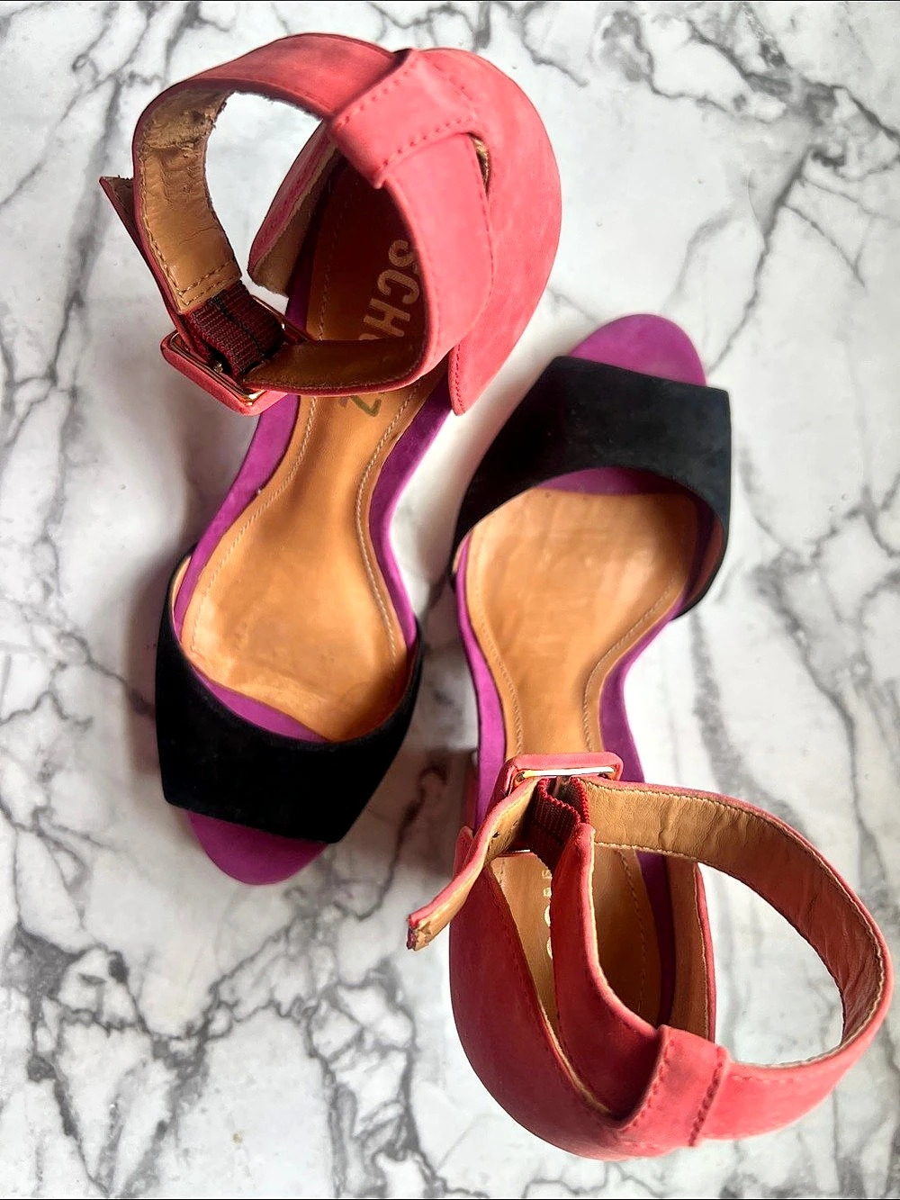Schutz Color Block Heel Sandals US 5